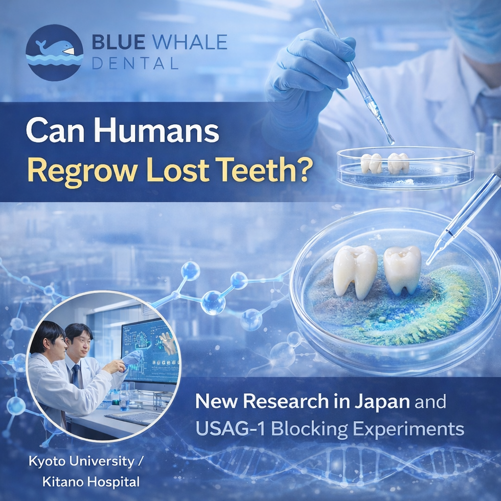 Tooth regrowth research showing lab-grown teeth and scientific testing for natural tooth regeneration in 2026