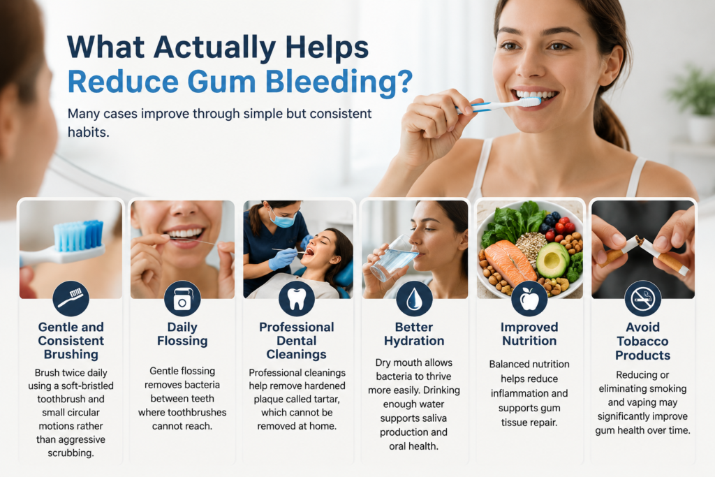 bleeding gums causes may include poor oral hygiene, plaque buildup, smoking, dehydration, and inconsistent dental care habits.
