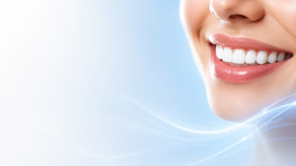 Premium cosmetic dentistry visualization featuring porcelain veneers, smile makeover enhancements, and natural looking white teeth with advanced digital dental technology.